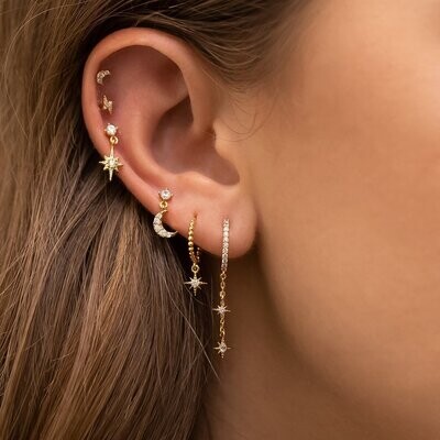 18k Star-moon Earrings Six-piece Set