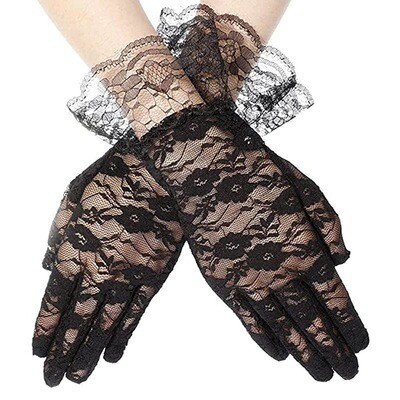 Summer Ladies Black Sexy Lace Sunscreen Gloves