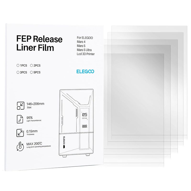 FEP Film for Elegoo Mars 4/5/5 Ultra (5 Pcs)