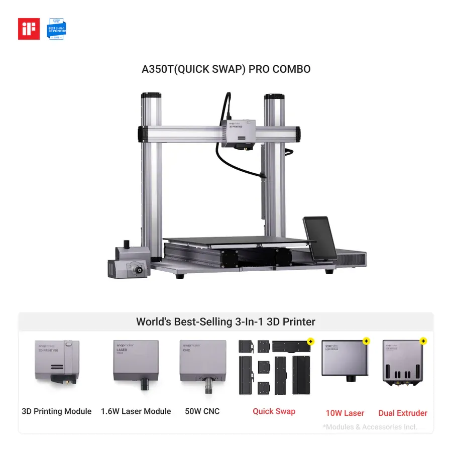 Snapmaker 2.0 A350T - Modular 3-in-1 3D Printer | 3DPRINTU.AE