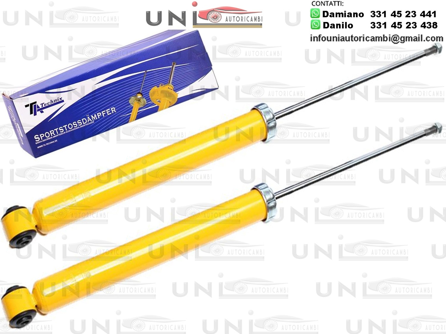 2 X Ammortizzatori Posteriori sportivi GIALLI per VW GOLF 4 dal 1998 - 1.9JTD - AUDI A3 8L