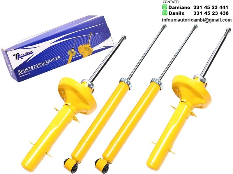 4 x Ammortizzatori sportivi GIALLI per: AUDI A3 8L DAL 1996- , SEAT LEON e TOLEDO 1M dal 1999- , VW GOLF 4 dal 1998- , VW BORA 4 dal 1998 - 1.9TDI
