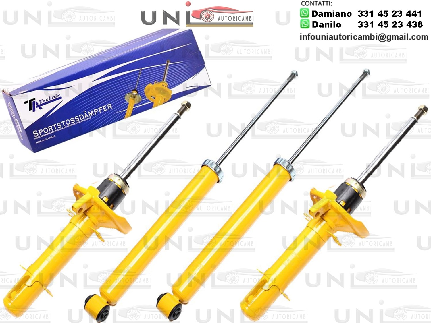 4 Ammortizzatori SPORTIVI per AUDI TT 2WD 8N dal 1998 - DEAT LEON CUPRA 1M - SKODA OCTAVIA RS 1U dal 1998-