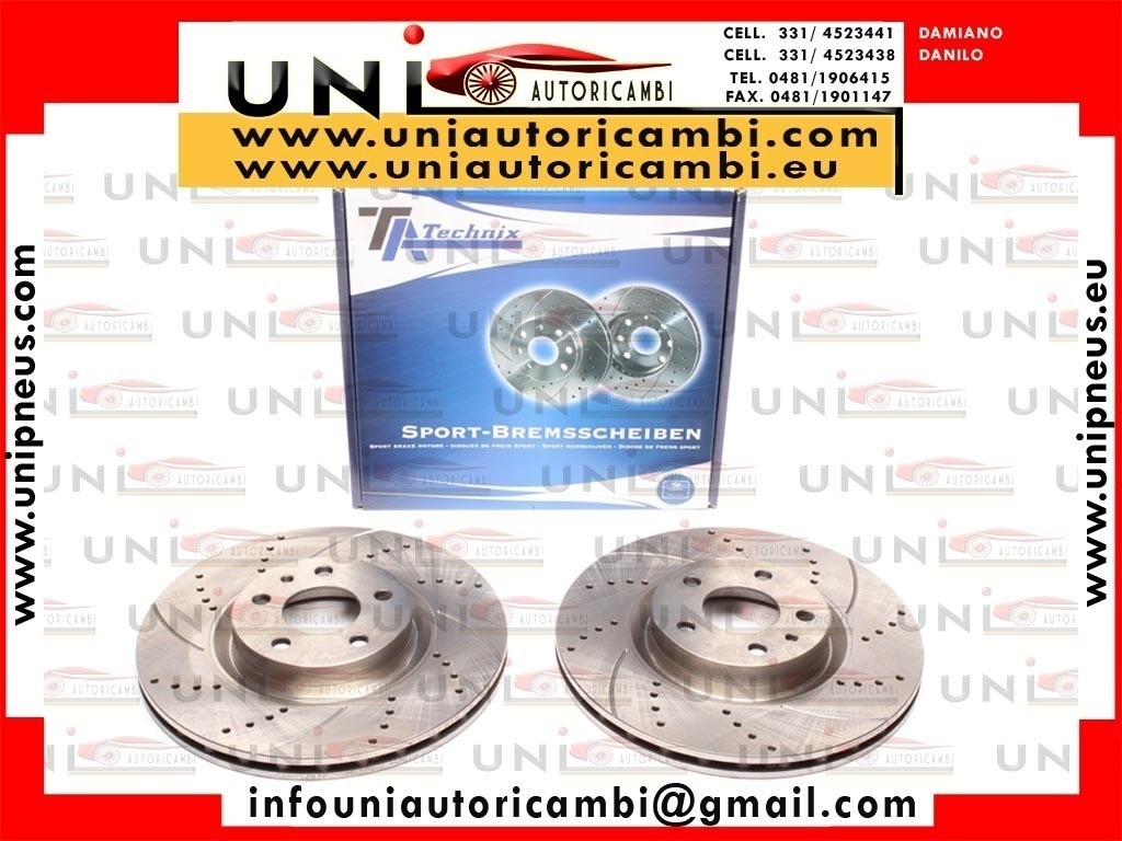 2 DISCHI ANTERIORI VENTILATI E FORATI PER FORD FOCUS DAL 1998- , FORD FIESTA IV DAL 2000- , FORD FIESTA V dal 2002-  , FORD PUMA DAL 2000-