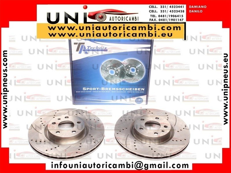 2 DISCHI ANTERIORI VENTILATI E FORATI PER FORD FOCUS DAL 1998- , FORD FIESTA IV DAL 2000- , FORD FIESTA V dal 2002-  , FORD PUMA DAL 2000-