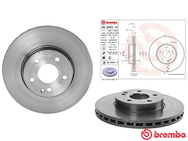 2 DISCHI ANTERIORI 300X28 MERCEDES V (W447), VIANO (W639), VITO / MIXTO (W639), VITO TOURER (W447), VITO (W639) 2.0D-Electric 09.03-