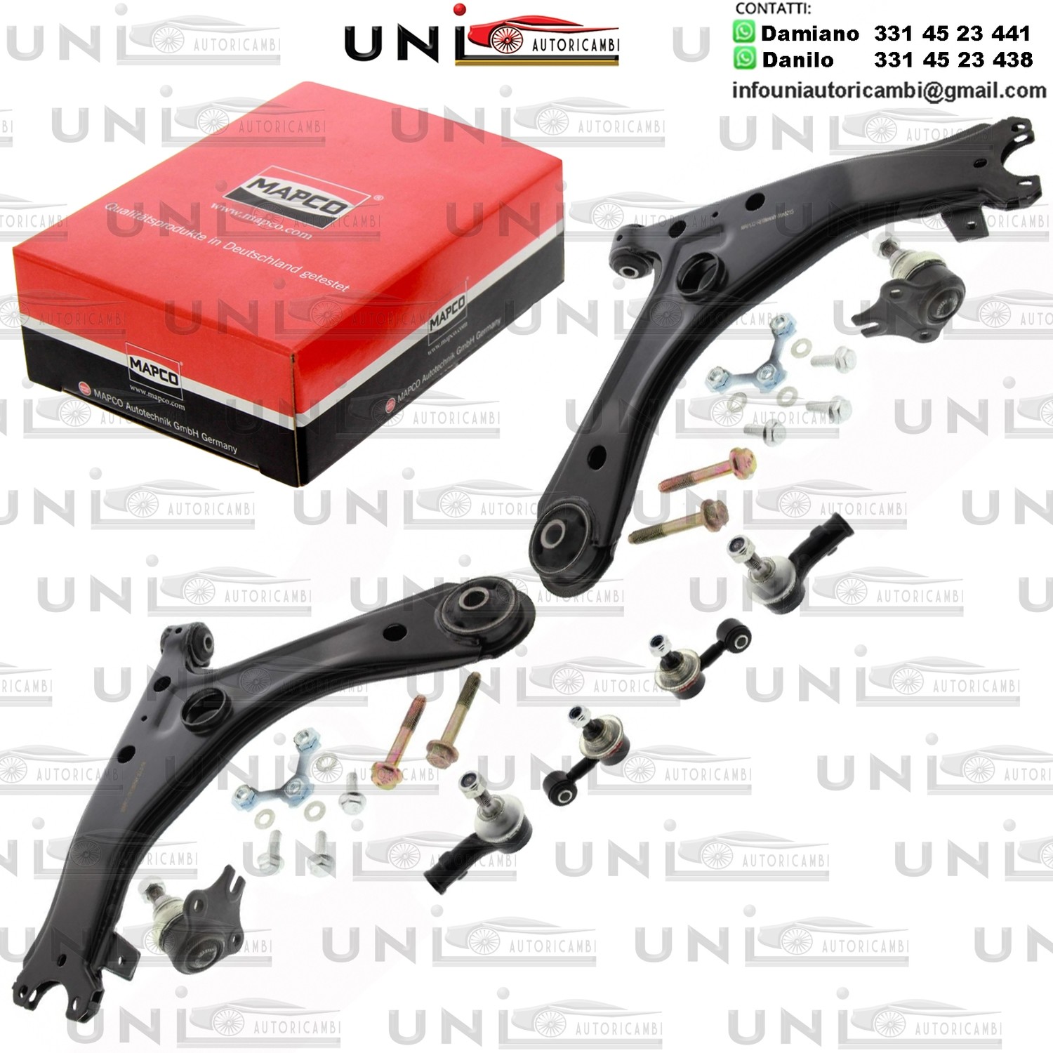 Kit 8 Bracci Anteriori Oscillanti Rinforzati Mapco SEAT TOLEDO I / VW GOLF III, VENTO 1.0-2.9 08.91-05.08