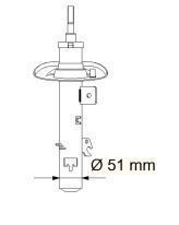2 AMMORTIZZATORI ANTERIORI RINFORZATI per: PEUGEOT 207 da 51 mm dal 2006-