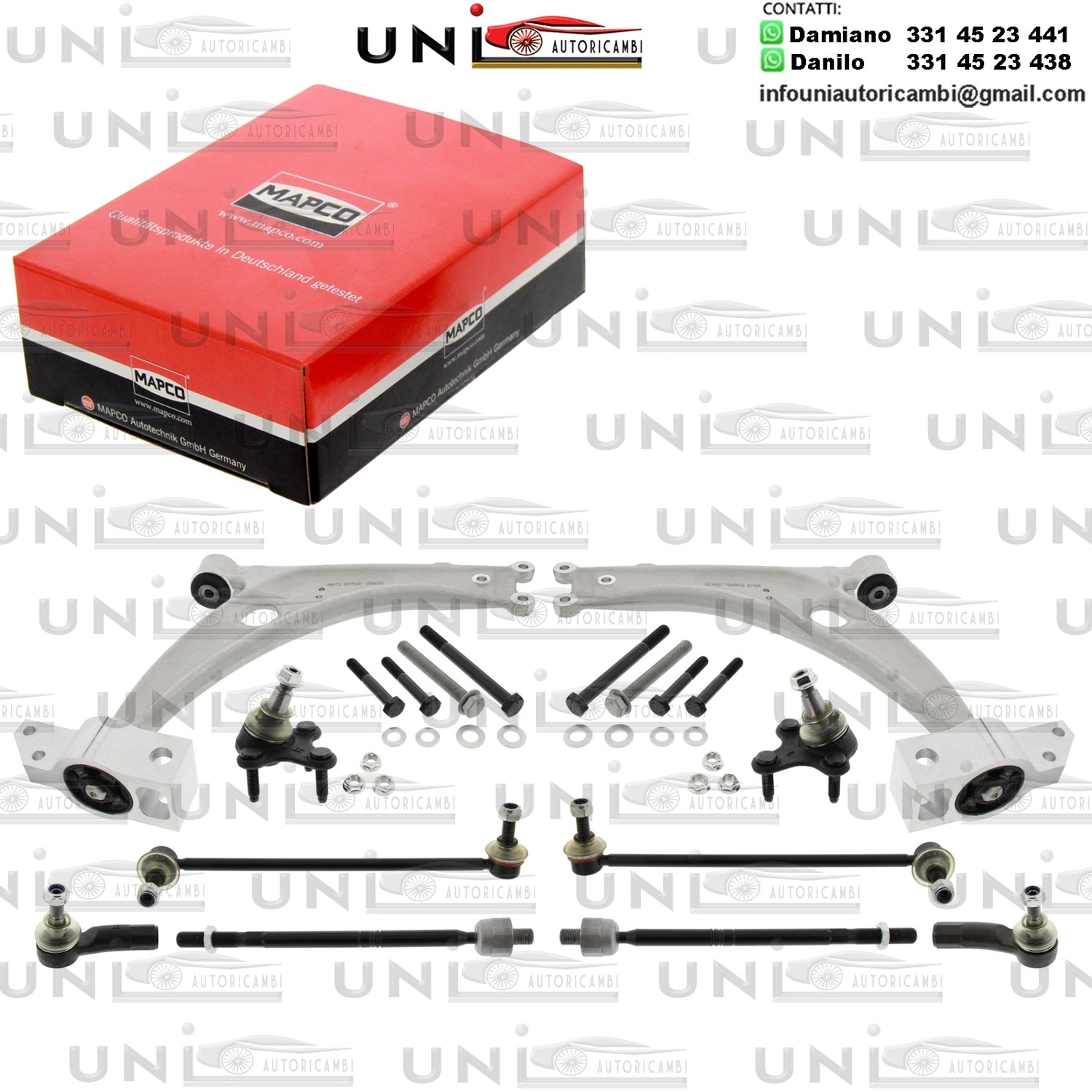 Kit 10 BRACCI , Kiparazione, Sospensione ruota Assale anteriore Bilaterale Rinforzato VW PASSAT / CC 1.4-3.4 03.05-01.12