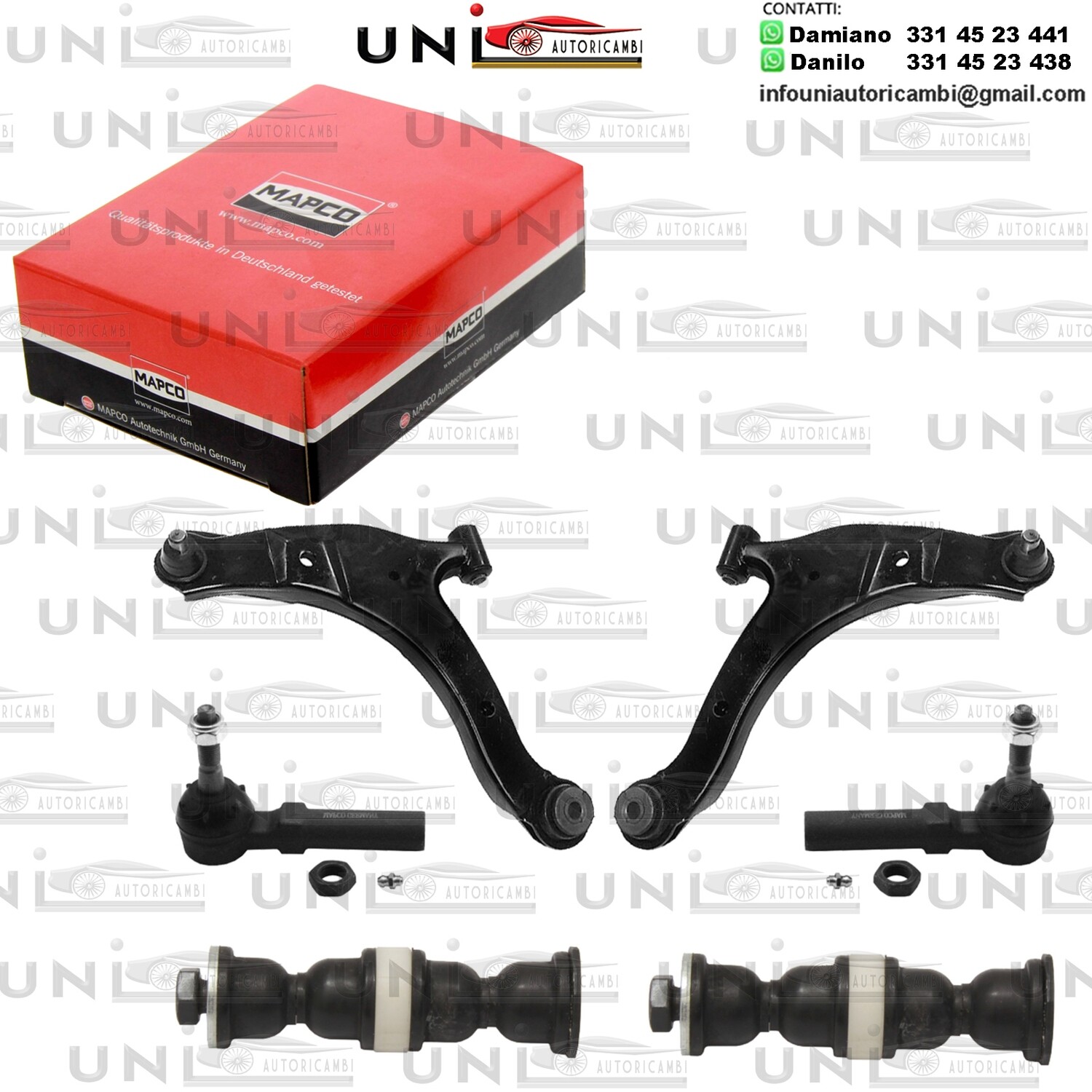 Kit 8 Bracci Anteriori Oscillanti Pezzi Mapco Bilaterale Rinforzati CHRYSLER PT CRUISER 1.6-2.4 06.00-12.10