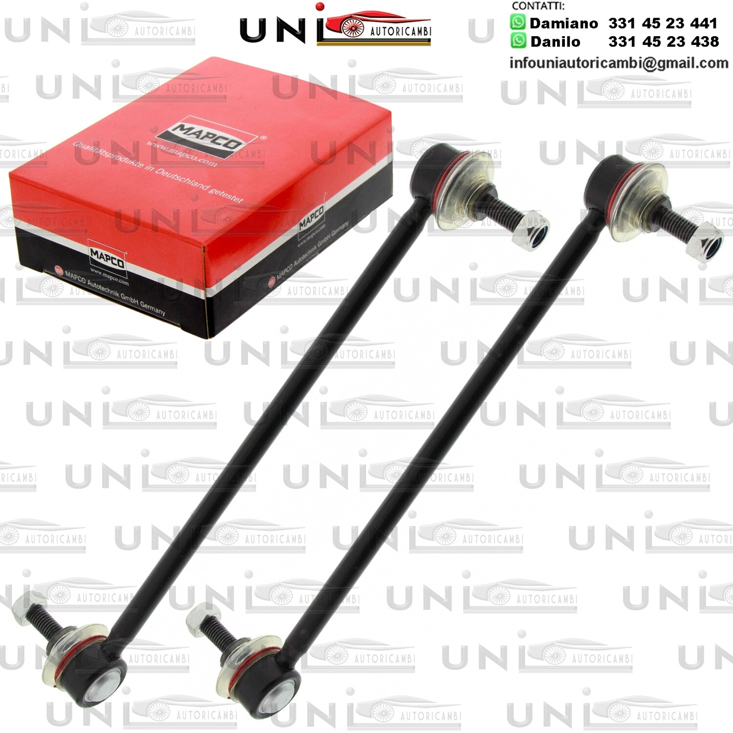 2X Aste Puntone Biellette Assale Anteriore ABARTH 500 / 595 / 695, 500C / 595C / 695C / FORD KA / FIAT 500 / C, BRAVO II, PANDA, STILO / LANCIA DELTA III, YPSILON 0.9-Electric 10.01-
