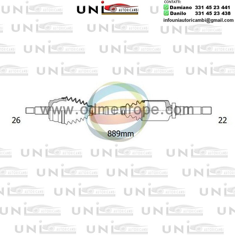 SEMIASSE/ALBERO MOTORE CAMBIO VELOCITÀ MANUALE ASSALE ANTERIORE DX PER: MINI R50,R53 DA 2001-