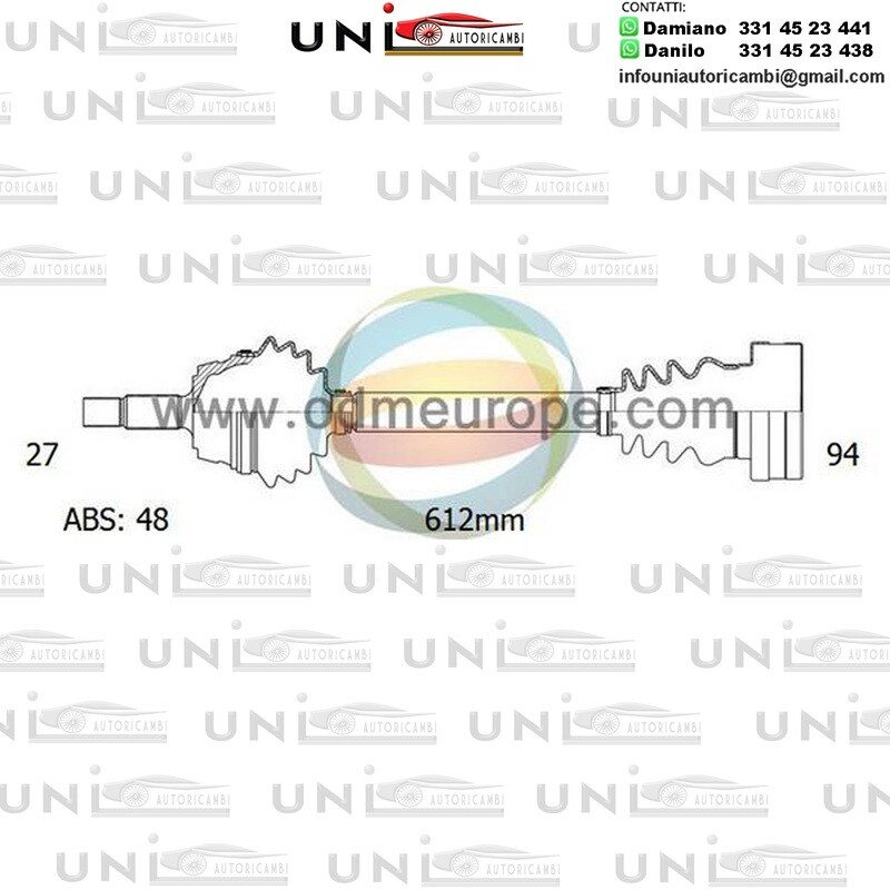 SEMIASSE/ALBERO MOTORE CAMBIO AUTOMATICO / VELOCITÀ MANUALE ASSALE POSTERIORE SX PER: BMW SERIE 1 E81 DAL 2006- / E87 DAL 03- / CABRIOLET E88 DAL 08- / COUPE E82 DAL 07-/ SERIE 3 E90 DAL 05-/E93,92,91