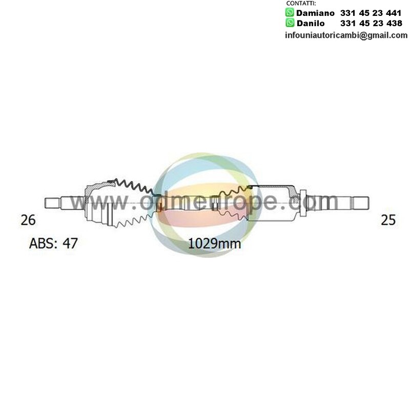 SEMIASSE ANTERIORE DESTRO Chrysler Voyager / Grand Voyager III / Grand Caravan da 1995 a 2004