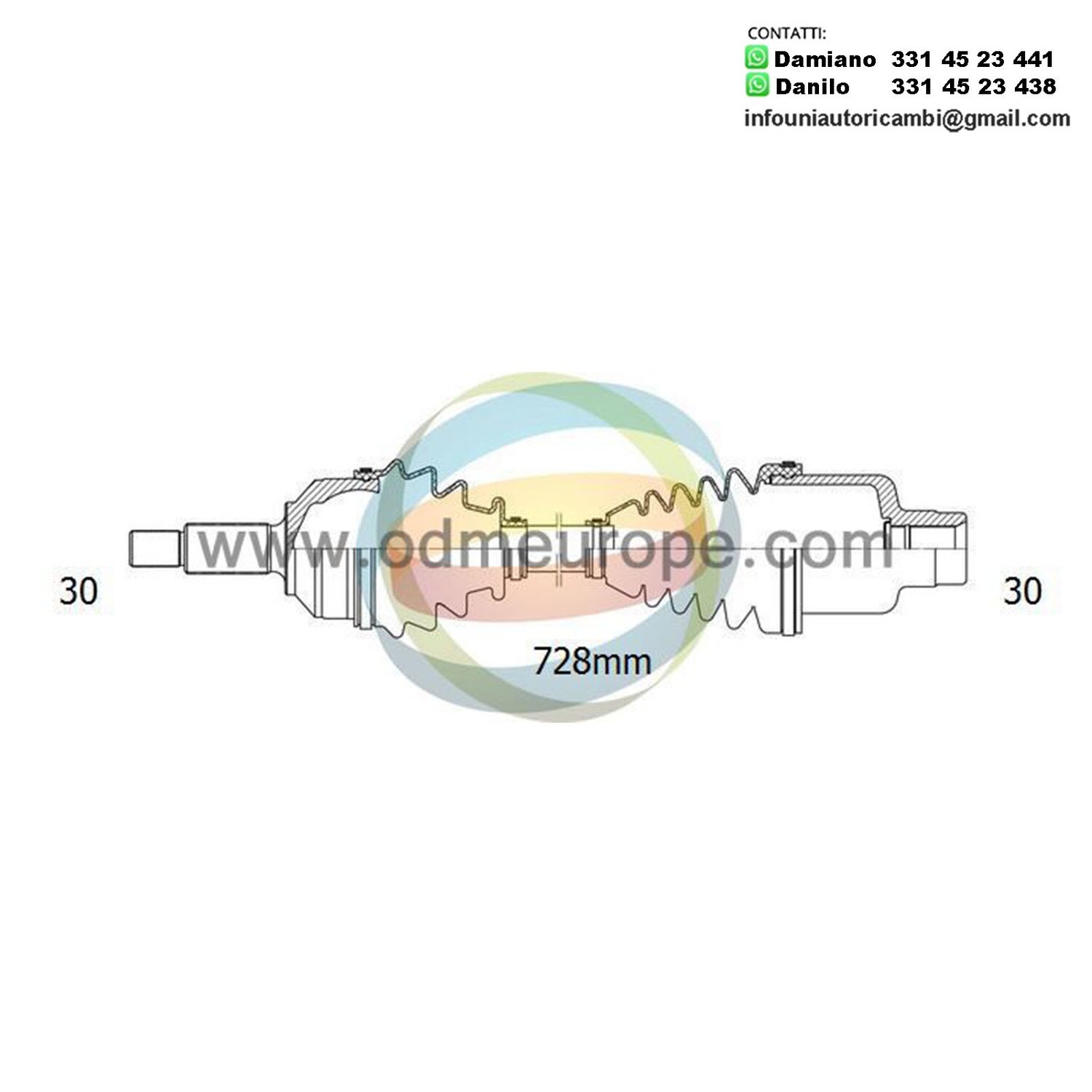 SEMIASSE/ALBERO MOTORE CAMBIO MANUALE ANTERIORE SINISTRO / DESTRO Mercedes MB100 da 1988 a 1996