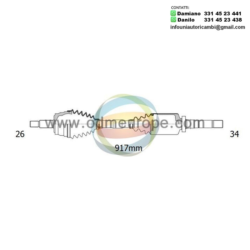 SEMIASSE/ALBERO MOTORE CAMBIO VELOCITÀ MANUALE ASSALE ANTERIORE DX PER: MINI R50,R53 DA 2001- / MINI CONVERTIBLE R52 DA 2004-