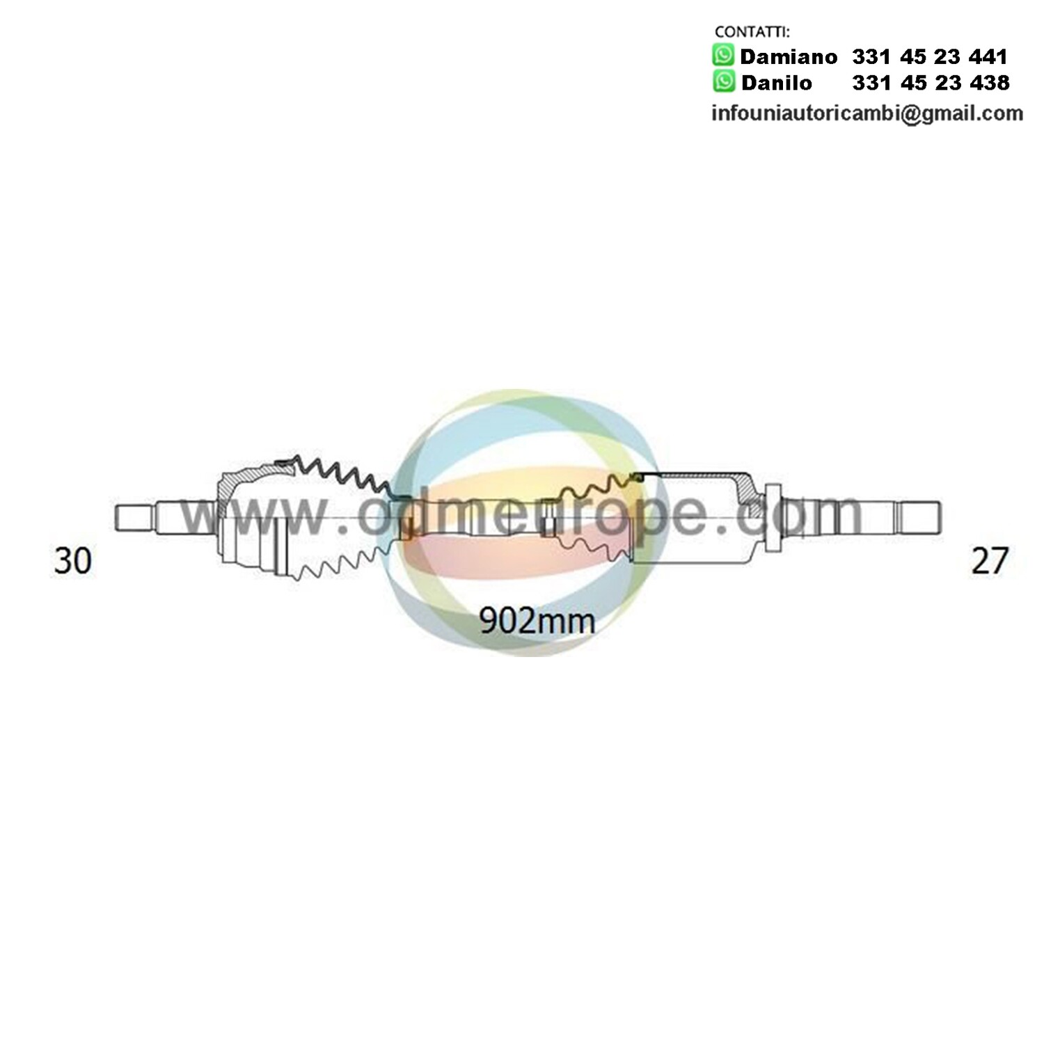 SEMIASSE/ALBERO MOTORE CAMBIO VELOCITÀ MANUALE/CAMBIO VELOCITÀ AUTOMATICO ASSALE ANTERIORE DX PER: BMW 3 E46 DAL 1997- / BMW 3 Touring E46 DAL 1999-