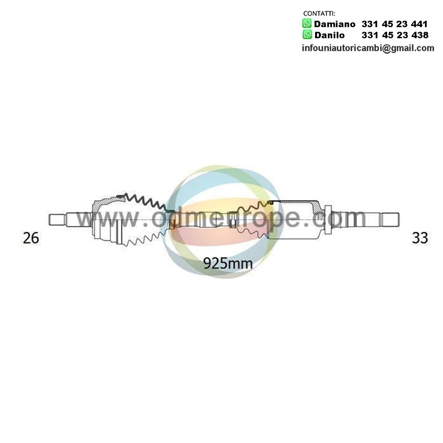 SEMIASSE/ALBERO MOTORE CAMBIO VELOCITÀ MANUALE ASSALE ANTERIORE DX PER: MINI ONE R50,R53 DAL 2001- / MINI CABRIOLET R52 DAL 2004-