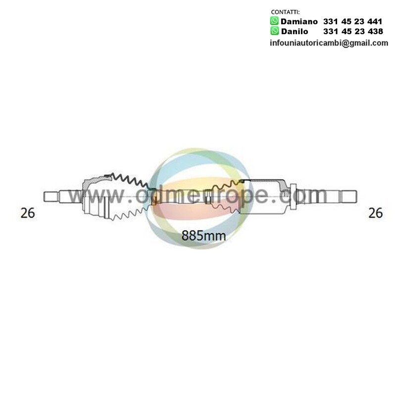 SEMIASSE/ALBERO MOTORE CAMBIO VELOCITÀ AUTOMATICO ASSALE ANTERIORE DX PER: MINI MINI R50, R53 2001-/ R56 DAL 2005-/ CLUBMAN R55 DAL 2006-/ Cabriolet R52, R57 DAL 2004-