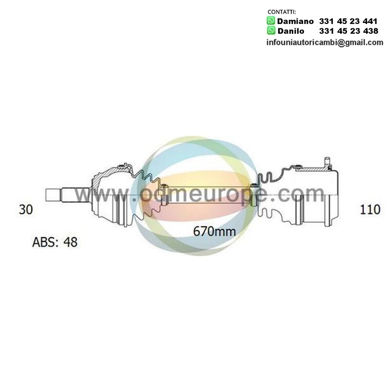 SEMIASSE/ALBERO MOTORE CAMBIO VELOCITÀ MANUALE/CAMBIO VELOCITÀ AUTOMATICO ASSALE POSTERIORE DX PER: BMW 3 E46 DA 1997-/ Coupé E46 DA 1998-/ Cabriolet E46 DA 2000-/ Touring E46 DA 1999-