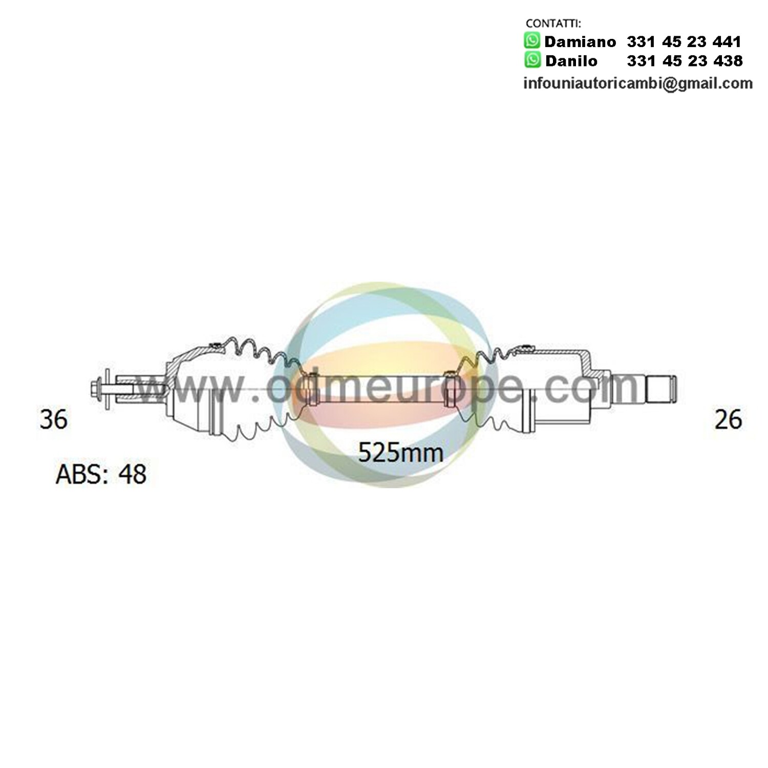 SEMIASSE/ALBERO MOTORE CAMBIO AUTOMATICO ANTERIORE SINISTRO Volvo S60 I da 2000 a 2010 / V70 II da 2001 a 2008