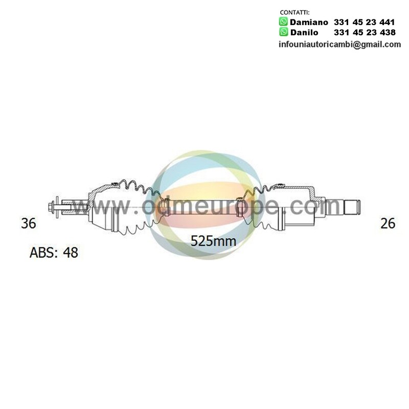 SEMIASSE/ALBERO MOTORE CAMBIO AUTOMATICO ANTERIORE SINISTRO Volvo S60 I da 2000 a 2010 / V70 II da 2001 a 2008