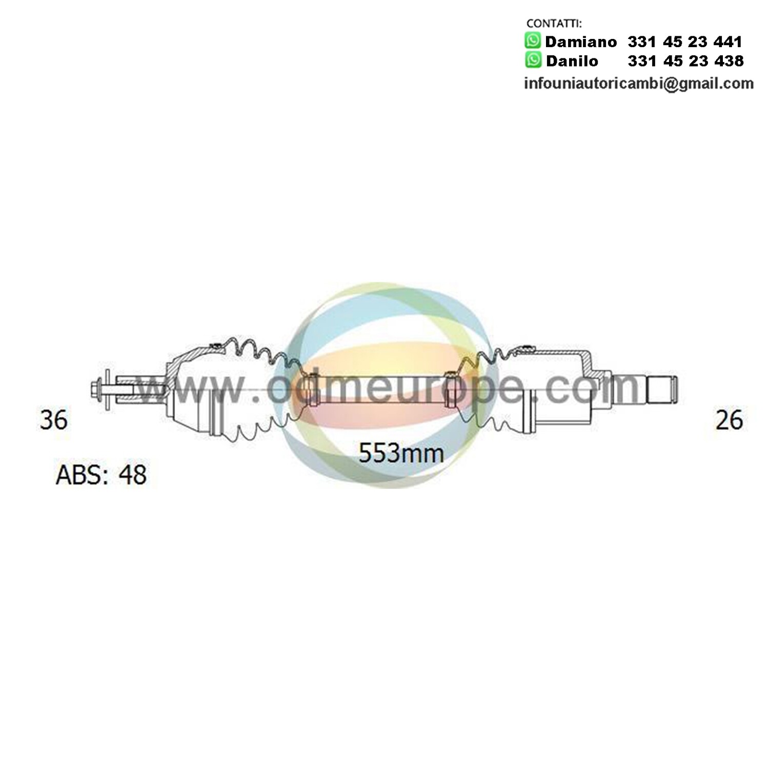 SEMIASSE/ALBERO MOTORE CAMBIO AUTOMATICO ANTERIORE SINISTRO Volvo XC70 [Cross Country] da 2000 a 2008