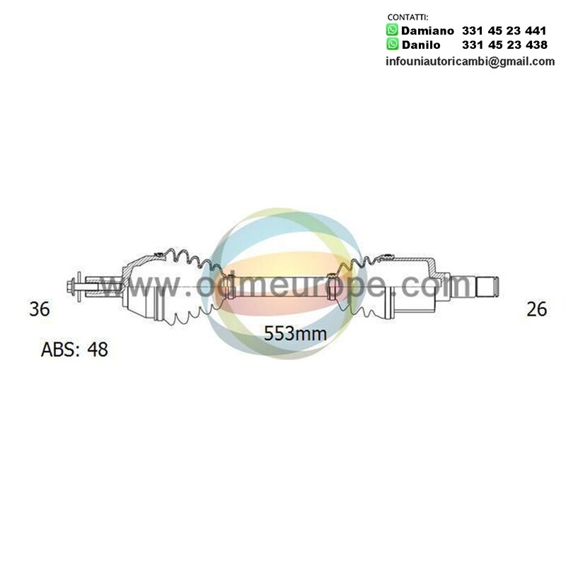 SEMIASSE/ALBERO MOTORE CAMBIO AUTOMATICO ANTERIORE SINISTRO Volvo XC70 [Cross Country] da 2000 a 2008
