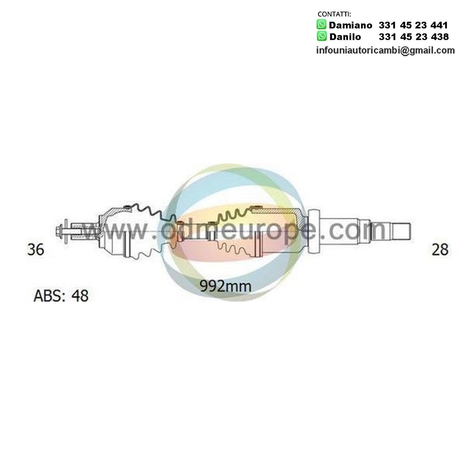 SEMIASSE/ALBERO MOTORE CAMBIO AUTOMATICO ANTERIORE DESTRO Volvo S60 I / V70 II da 2002 a 2010