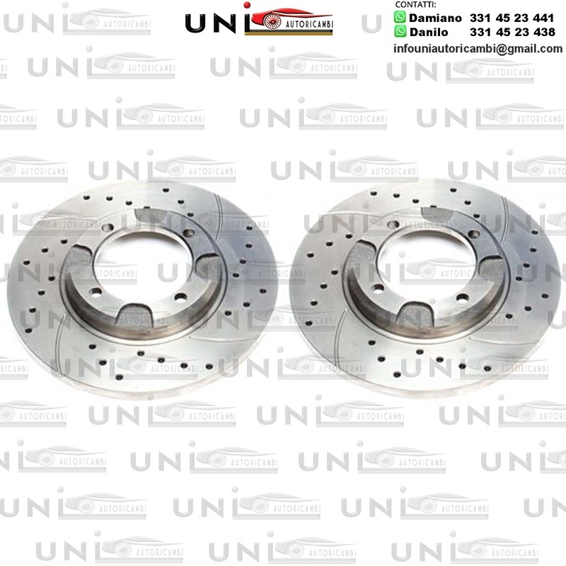 2X Dischi Sportivi Anteriori Baffati Forati Mitsubishi Corida / Colt II+III / Lancer III+IV / Lancer III SW / Tredia