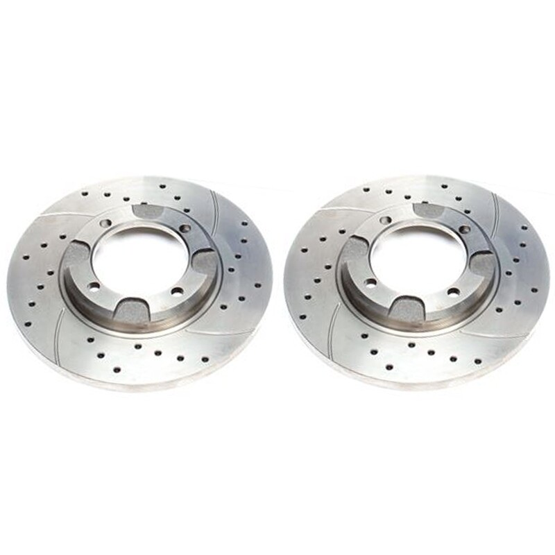 2X Dischi Sportivi Anteriori Baffati Forati Mitsubishi Corida / Colt II+III / Lancer III+IV / Lancer III SW / Tredia