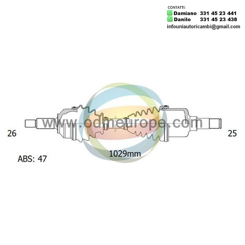 SEMIASSE ANTERIORE DESTRO Chrysler Voyager II da 1990 a 1996