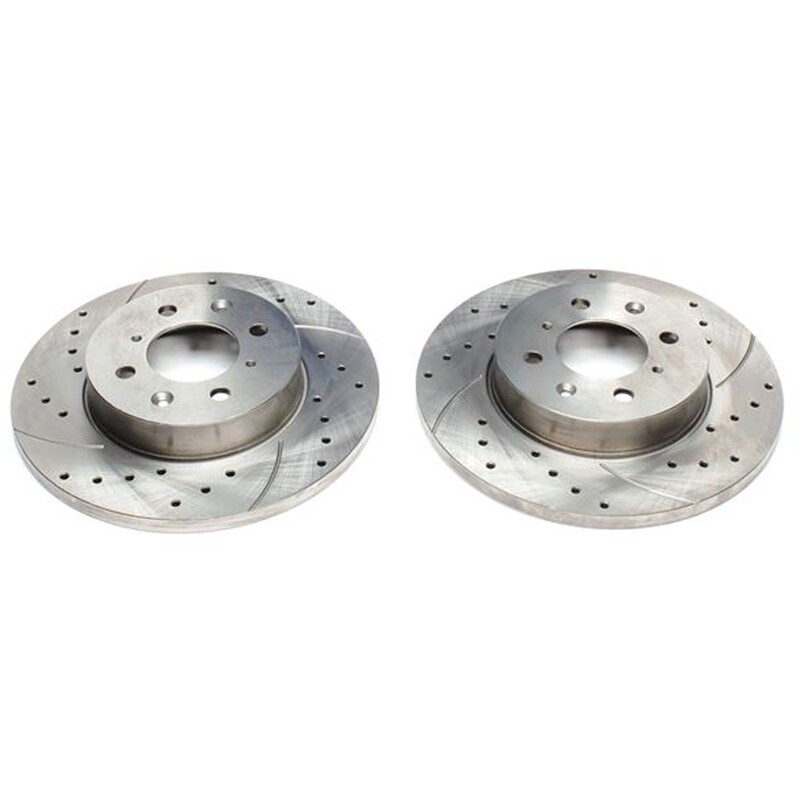2X Dischi Sportivi Anteriori Baffati Forati MG ZR Serie / Rover Streetwise / 25 / 200 / 400 Hatchback / 400