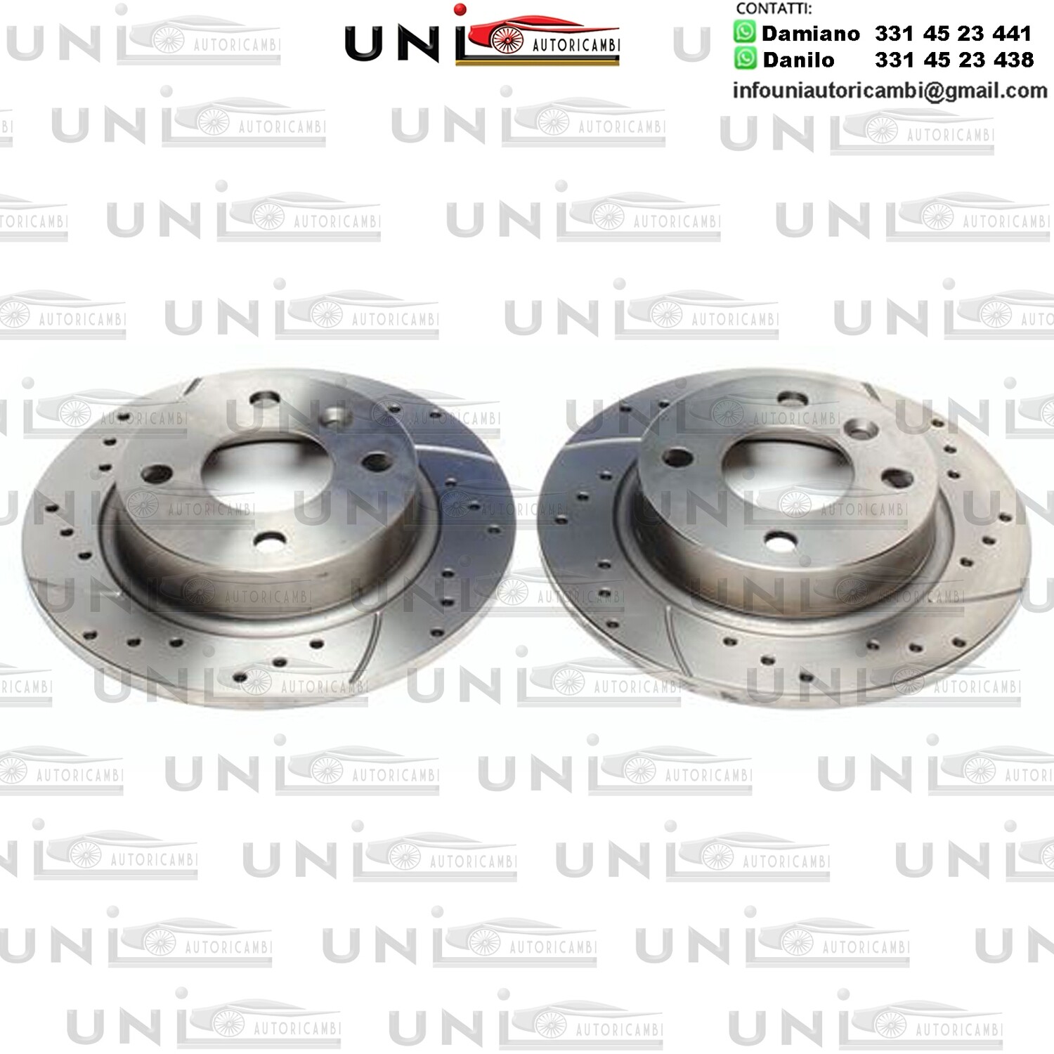 2X Dischi Sportivi Posteriori Baffati Forati Volvo 440K / 460L / 480E