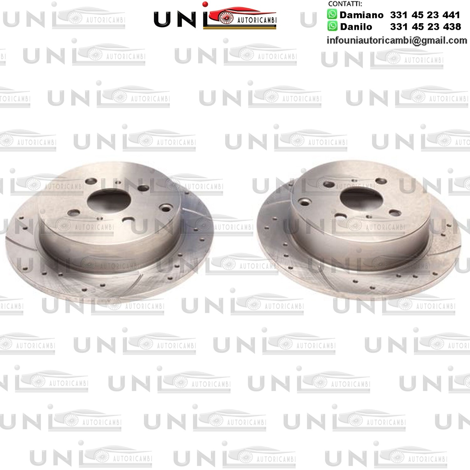 2X Dischi Sportivi Posteriori Baffati Forati Toyota Corolla / Corolla Verso / Prius / Yaris / Yaris Verso