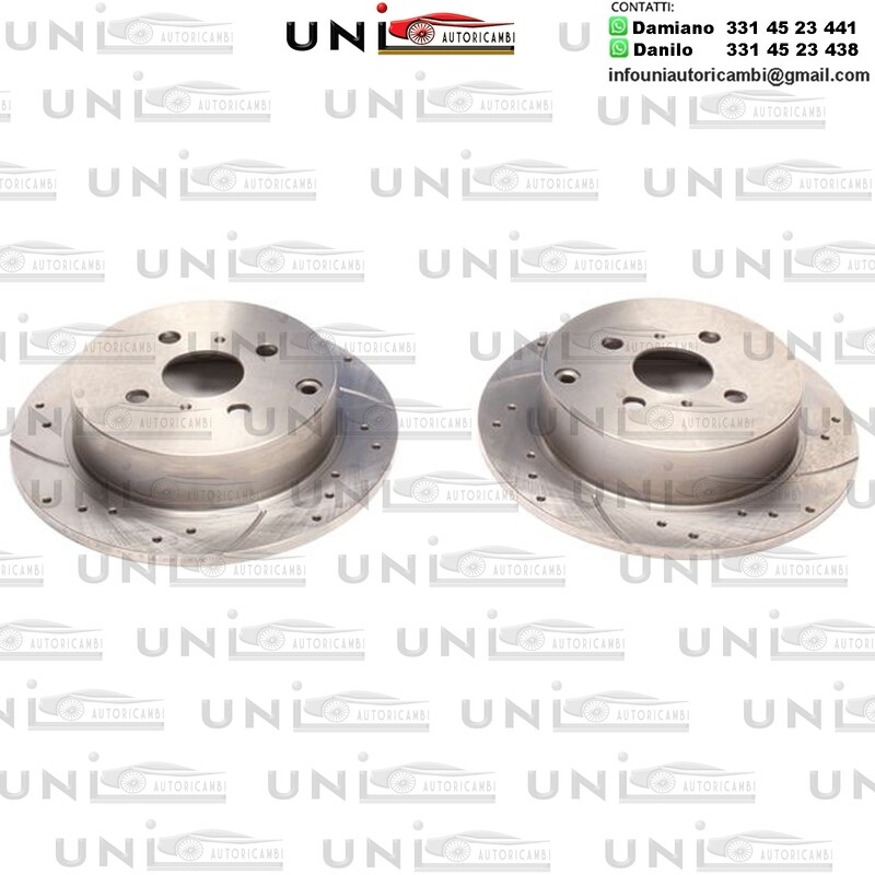 2X Dischi Sportivi Posteriori Baffati Forati Toyota Corolla / Corolla Verso / Prius / Yaris / Yaris Verso