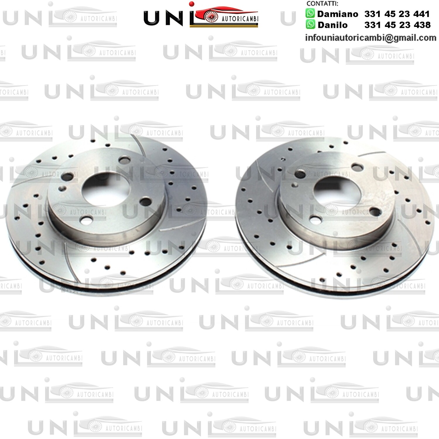 2X Dischi Sportivi Autoventilati Anteriori Baffati Forati Mazda 323 C IV / 323F IV / 323S IV / 323 V P/C/F/S / Demio