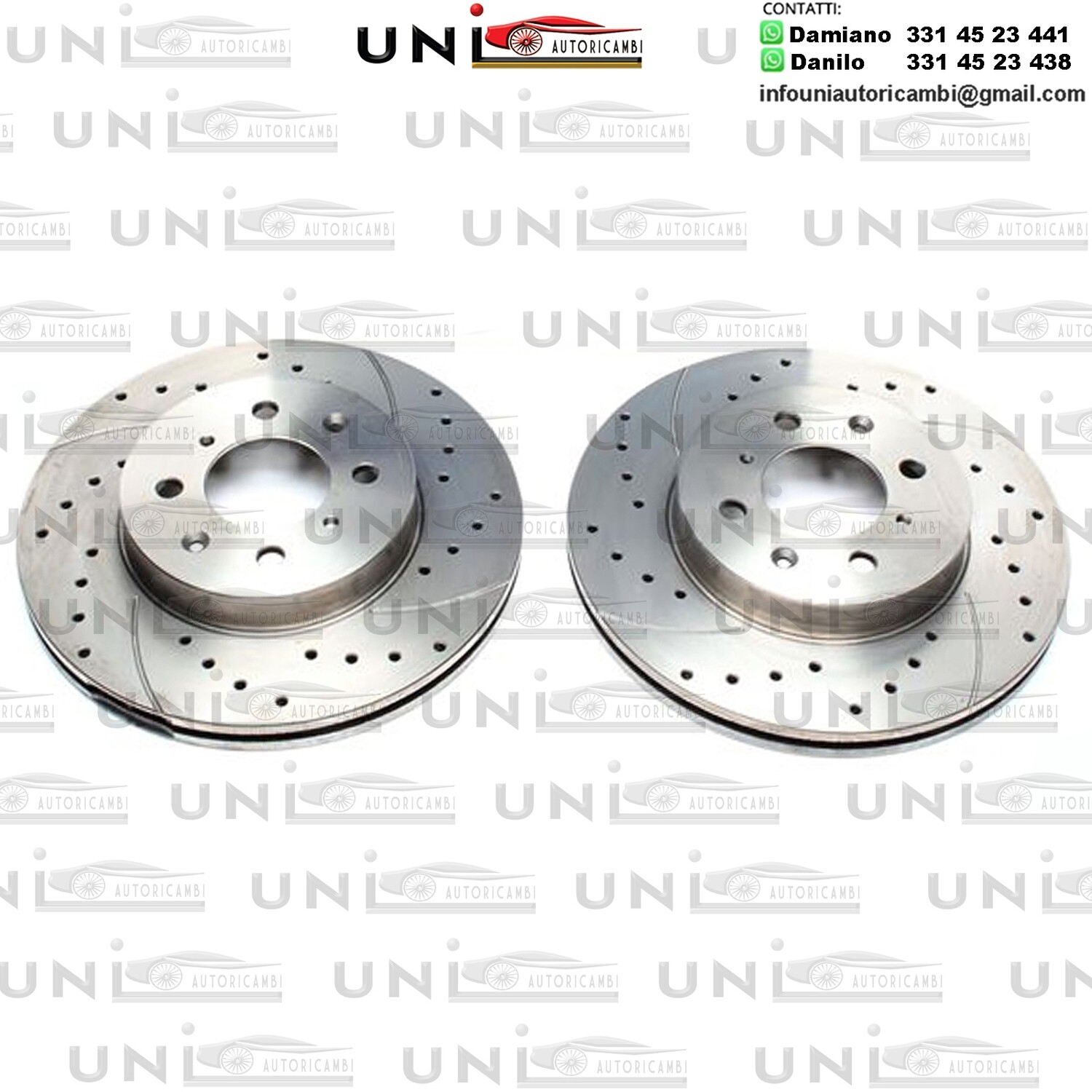 2X Dischi Sportivi Anteriori Baffati Forati Honda Concerto / Rover 200 Hatchback / 200 Coupe / 400 / 400 Tourer / Cabriolet