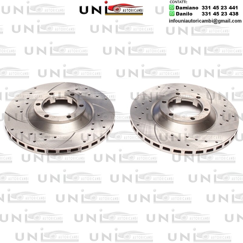 2X Dischi Sportivi Autoventilati Anteriori Baffati Forati Mitsubishi Galloper / Hyundai GalloperII