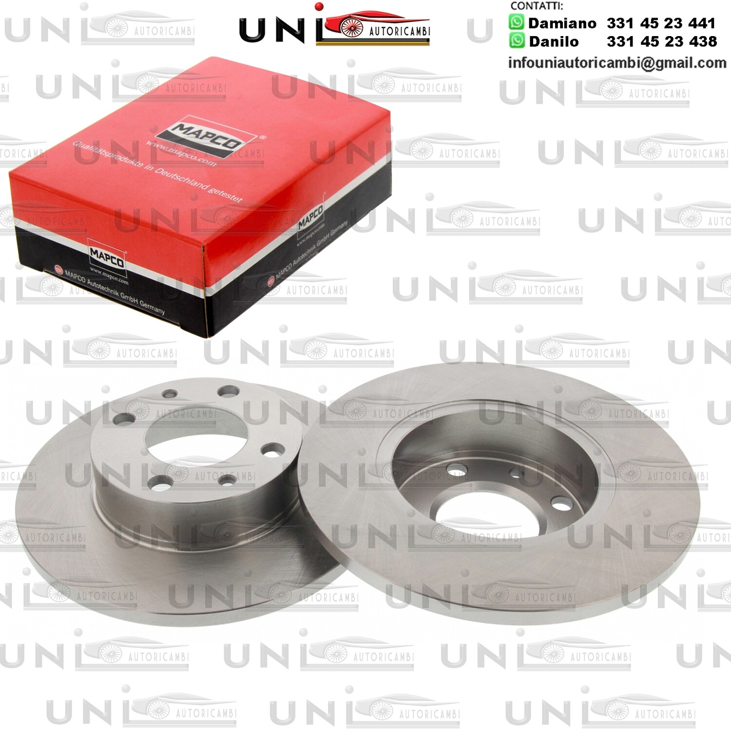 2 Dischi freno ANTERIORI FIAT 124 / 125 / 132 / 147 / 850 / 900 / ARGENTA / FIORINO / PANDA / REGATA / UNO / LANCIA A 112 / DELTA / PRISMA / Y10 / SEAT FURA / IBIZA / MALAGA / RONDA / TERRA