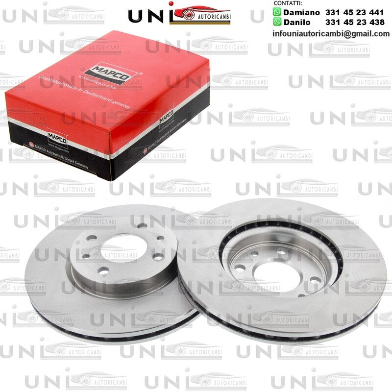 2 Dischi freno ANTERIORI ALFA ROMEO MITO / CHRYSLER YPSILON / CITROËN NEMO / FIAT 500 / C / 500L / BRAVO II / DOBLO / MPV / FIORINO / IDEA / LINEA / PANDA / VAN / PUNTO / QUBO / STILO  / LANCIA DEDRA