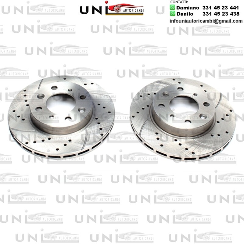 2X Dischi Sportivi Autoventilati Anteriori Baffati Forati Mitsubishi Carisma / Carisma Stufenheck / Lancer V+VI / Lancer V SW / Proton Jumback / Pesona 300 / Persona 400/ Persona 400 Hachback / Satria