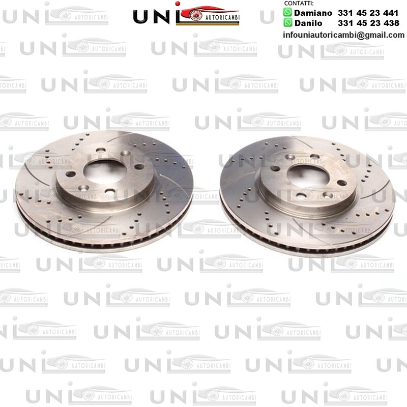 2X Dischi Sportivi Anteriori Baffati Forati Saab 9000 Hatchback da 01.1989 a 12.1998, 9000 da 01.1989 a 01.1993