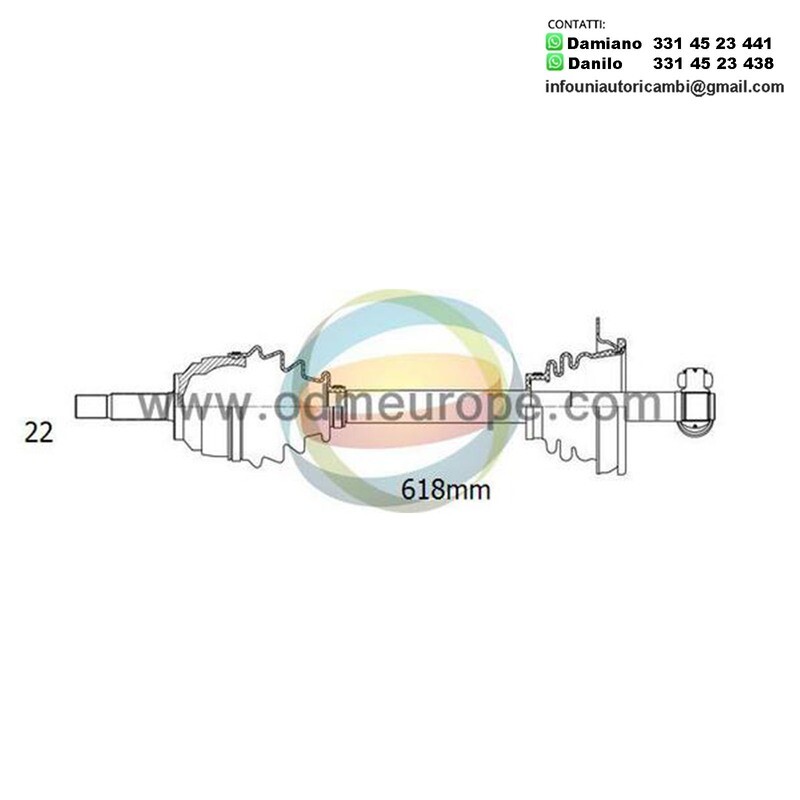 SEMIASSE/ALBERO MOTORE CAMBIO VELOCITÀ MANUALE ASSALE ANTERIORE SX PER: FIAT DOBLO Cargo (223_) DAL 2000 - / DOBLO MPV (119_, 223_) DAL 2001 -