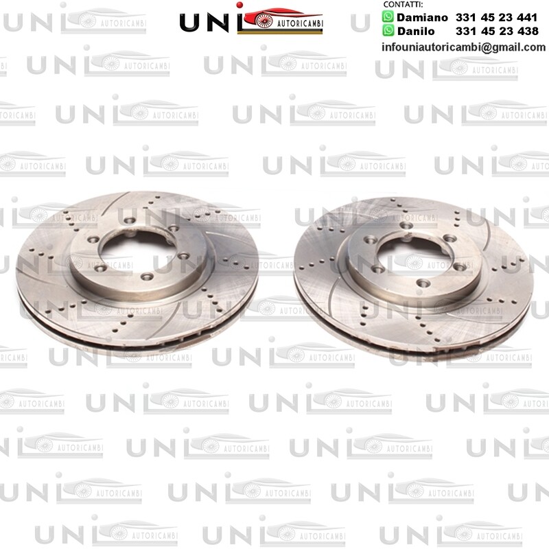 2X Dischi Sportivi Autoventilati Anteriori Baffati Forati Ssangyong Korando / Korando Cabrio / Musso