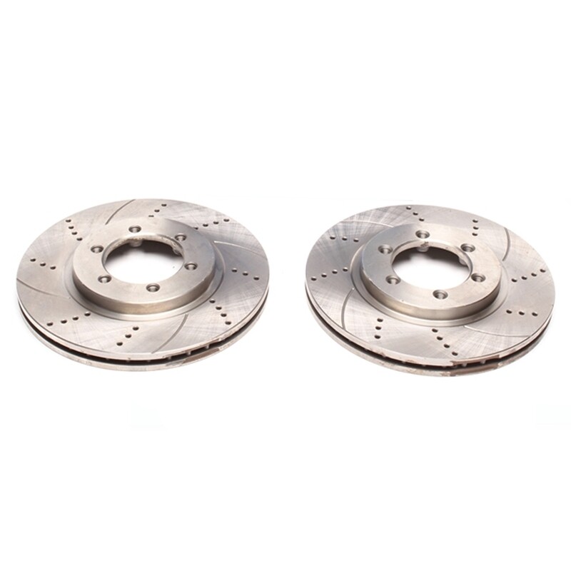 2X Dischi Sportivi Autoventilati Anteriori Baffati Forati Ssangyong Korando / Korando Cabrio / Musso