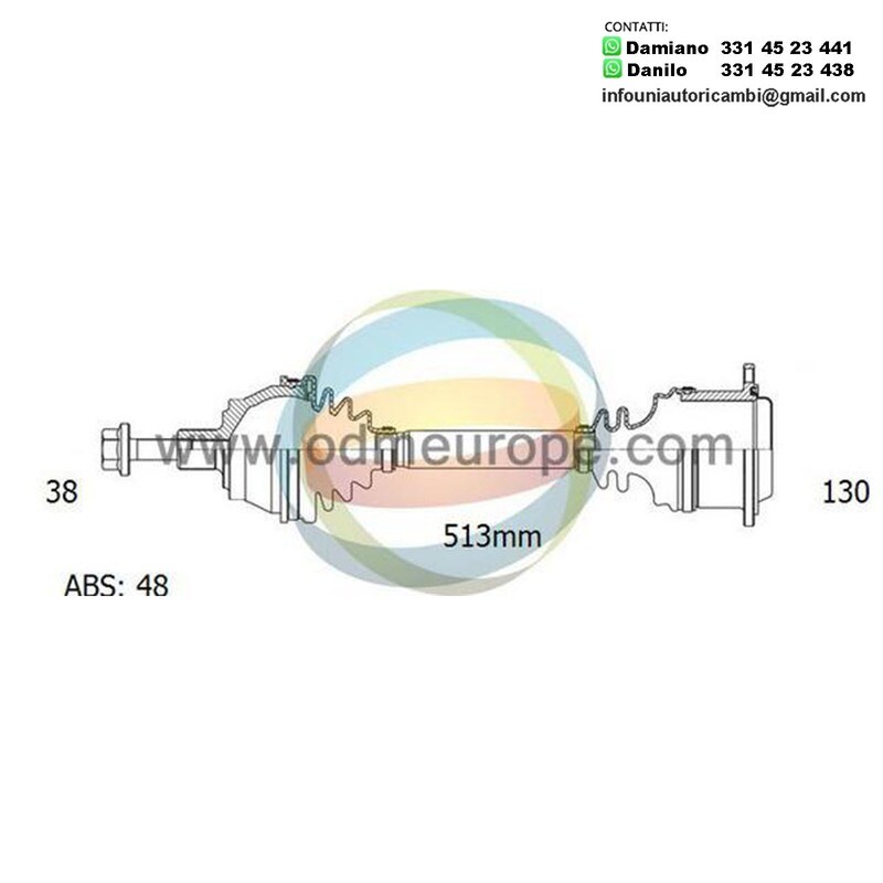 SEMIASSE/ALBERO MOTORE CAMBIO AUTOMATICO ASSALE ANTERIORE SX PER: FORD GALAXY (WGR) / SEAT ALHAMBRA (7V8, 7V9) / VW SHARAN (7M8, 7M9, 7M6)