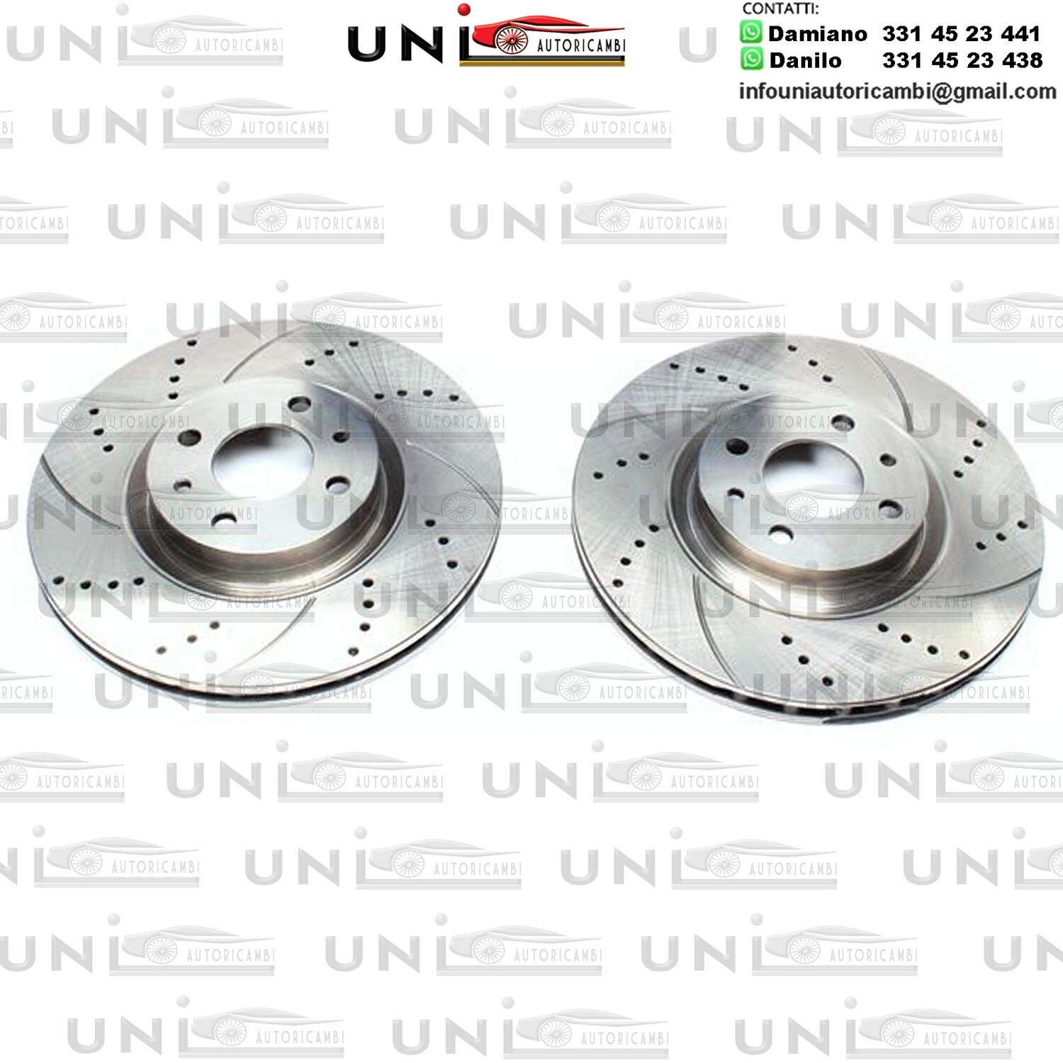 2X Dischi Sportivi Autoventilati Anteriori Baffati Forati Fiat 500/Alfa Romeo 155/Citroen Nemo/Fiat Bravo I e II / Coupè / Coma I / Doblò / Fiorino / Idea / Linea / Marea / Qubo / Stilo /