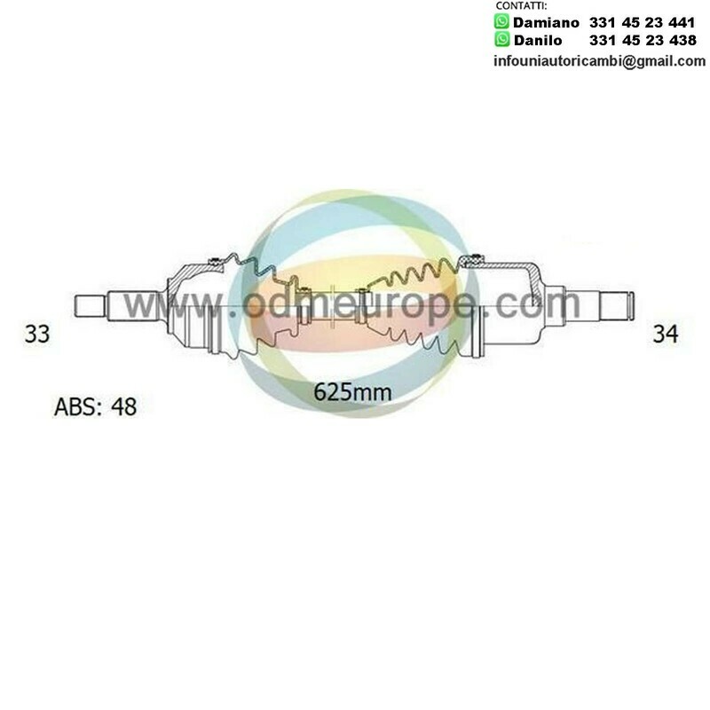 SEMIASSE/ALBERO MOTORE CAMBIO AUTOMATICO ANTERIORE DESTRO Chevrolet Beretta da 1990 a 1997 / Pontiac	Sunbird da 1992 a 1995