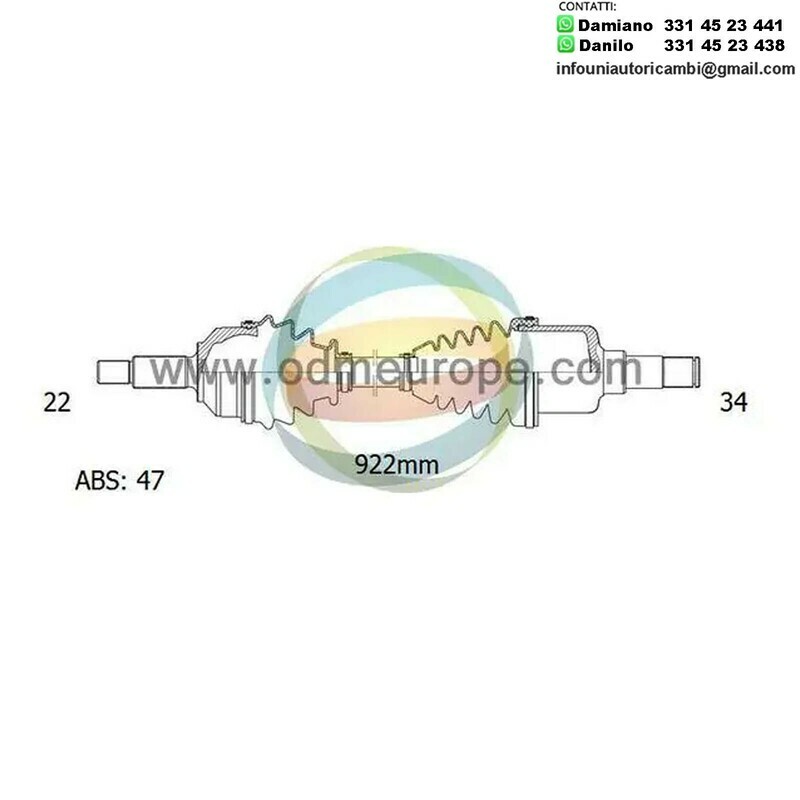 SEMIASSE/ALBERO MOTORE CAMBIO MANUALE ANTERIORE DESTRO Chevrolet Aveo / Kalos da 2003 a 2020 / Daewoo Kalos da 2002 a 2020